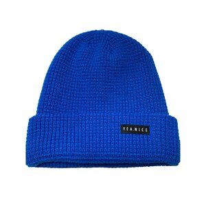 Yea.Nice Mens Beanie Soft Acrylic Cobolt Blue Folded Waffle Weave Beanie Hat Cap